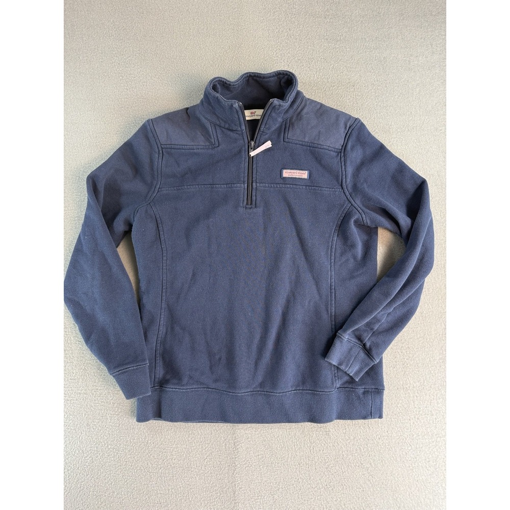 Vineyard Vines Shep Shirt Sweatshirt Mens Small Blue 1/4 Zip Pullover Mock Neck